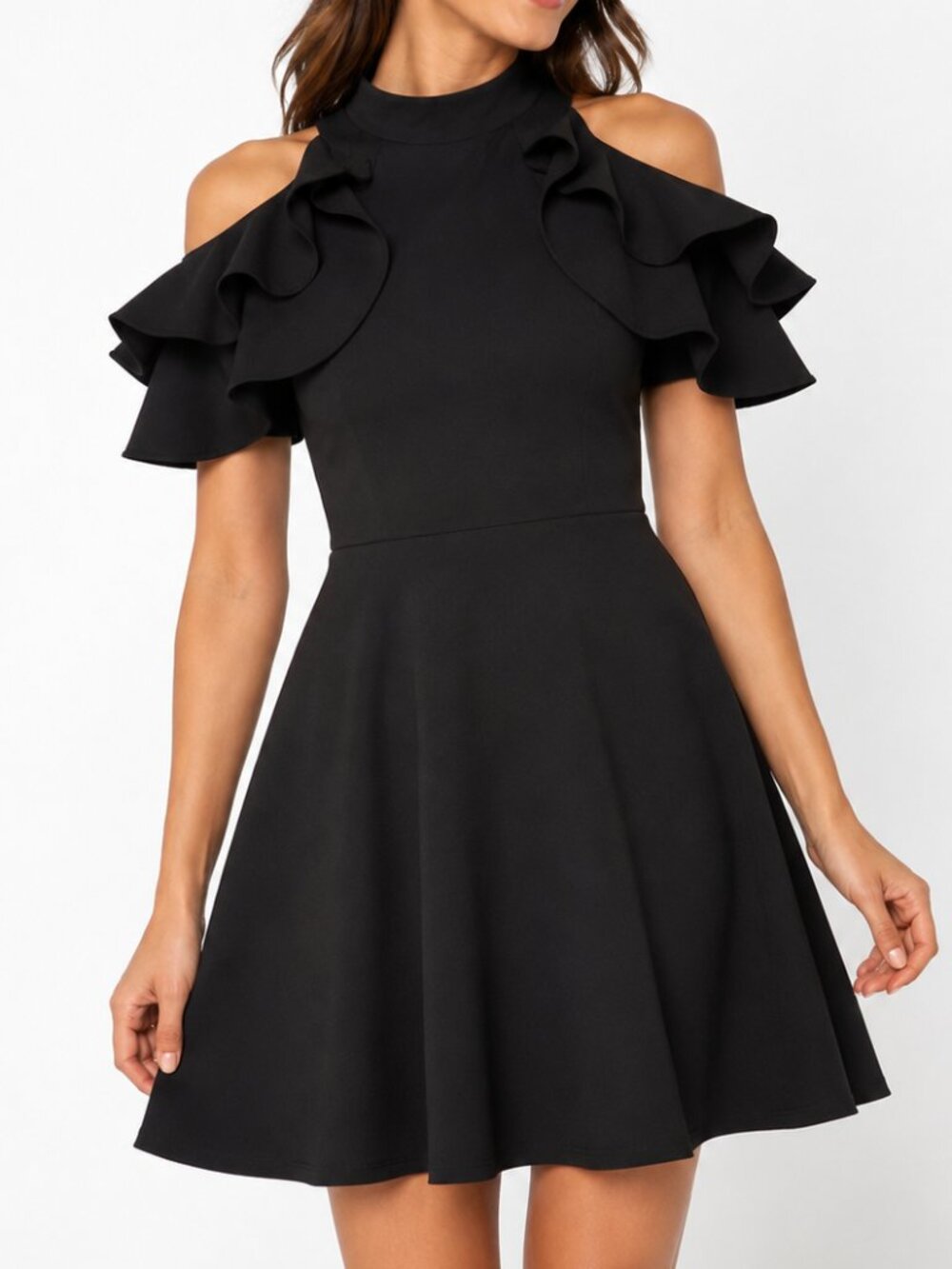 NWT Zunie Black Cold Shoulder Ruffle Dress Girls 14 Party Holiday Event LBD